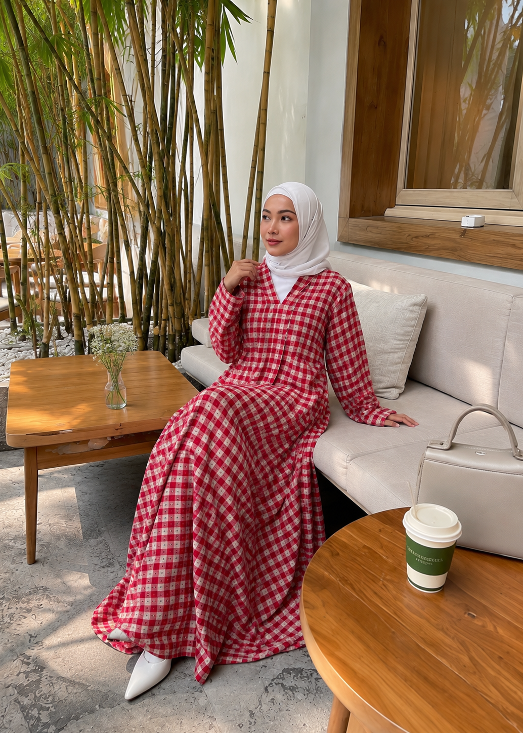 Asqa Jubah Kebarung Modern - Red emanuelfemme
