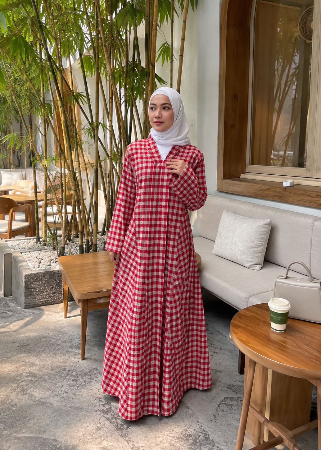 Asqa Jubah Kebarung Modern - Red emanuelfemme