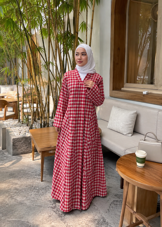 Asqa Jubah Kebarung Modern - Red emanuelfemme