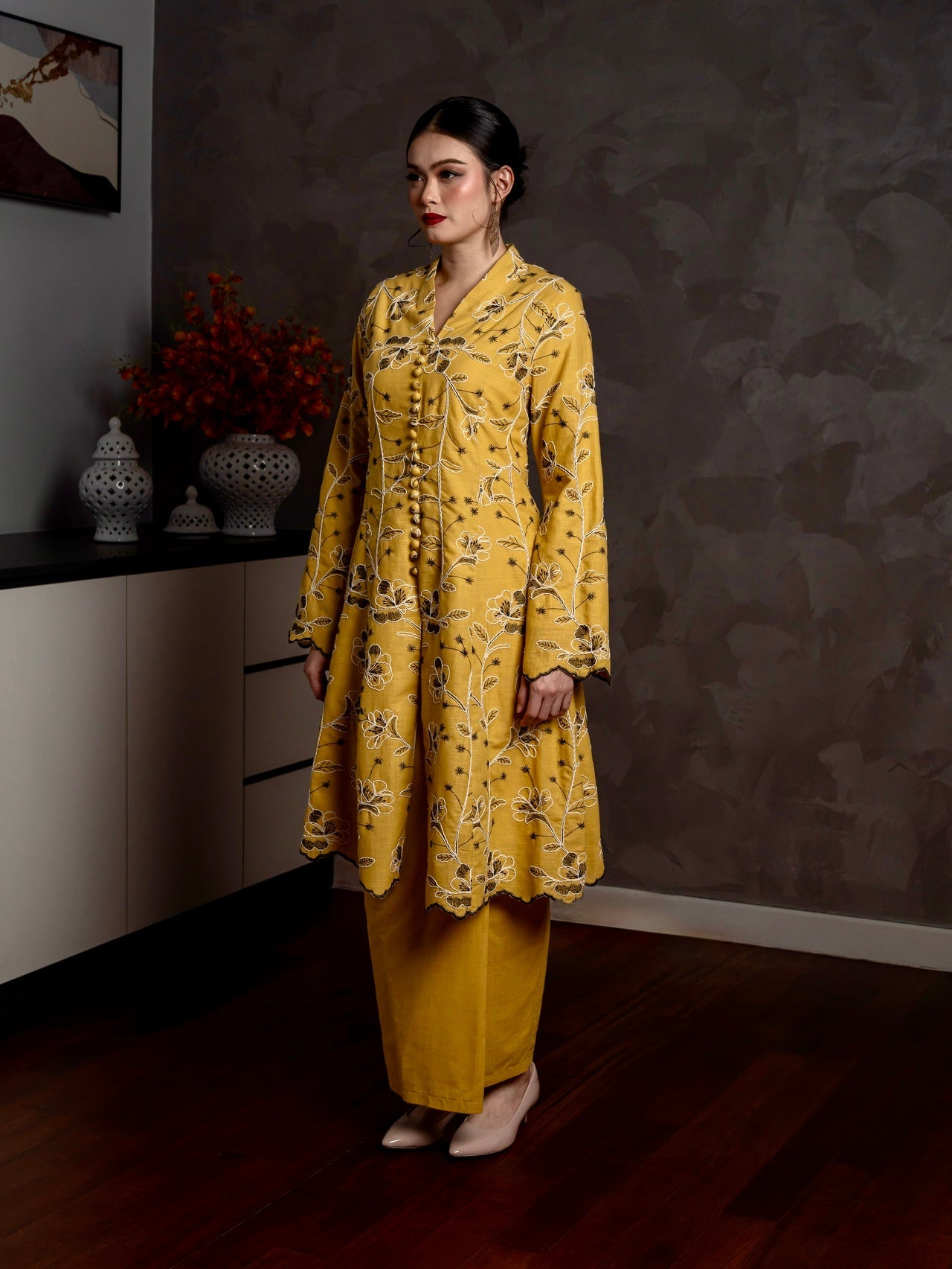 Emelia Kebarung Linen - Mustard Yellow EMANUEL FEMME