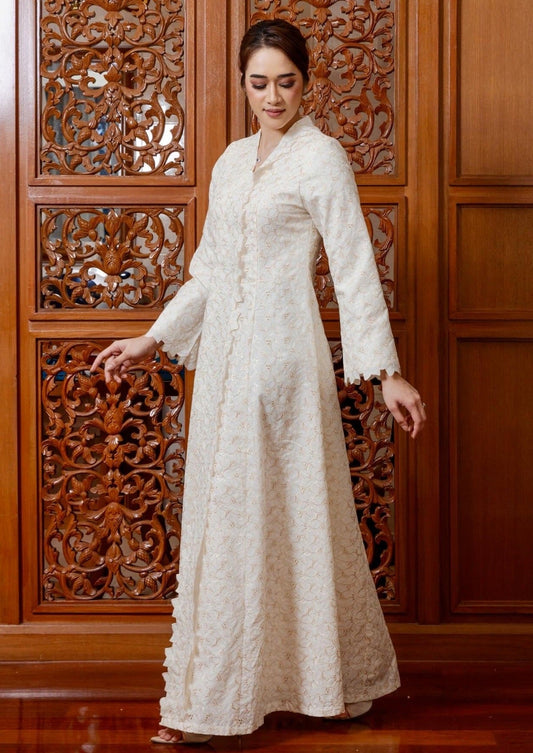 {LIMITED EDITION} Arabella Jubah Kebarung Classic - White Gold EMANUEL FEMME