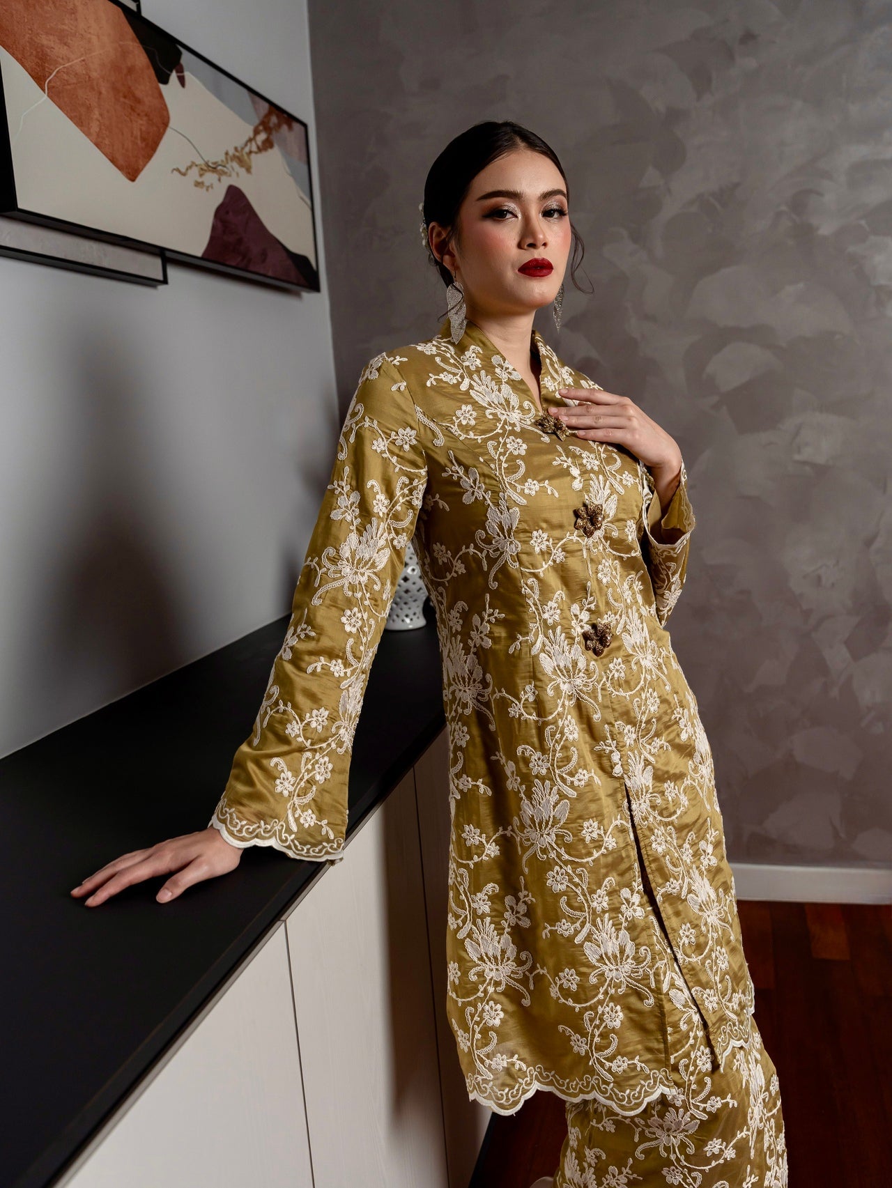 Kebaya Seri Ayura - Olive Green EMANUEL FEMME