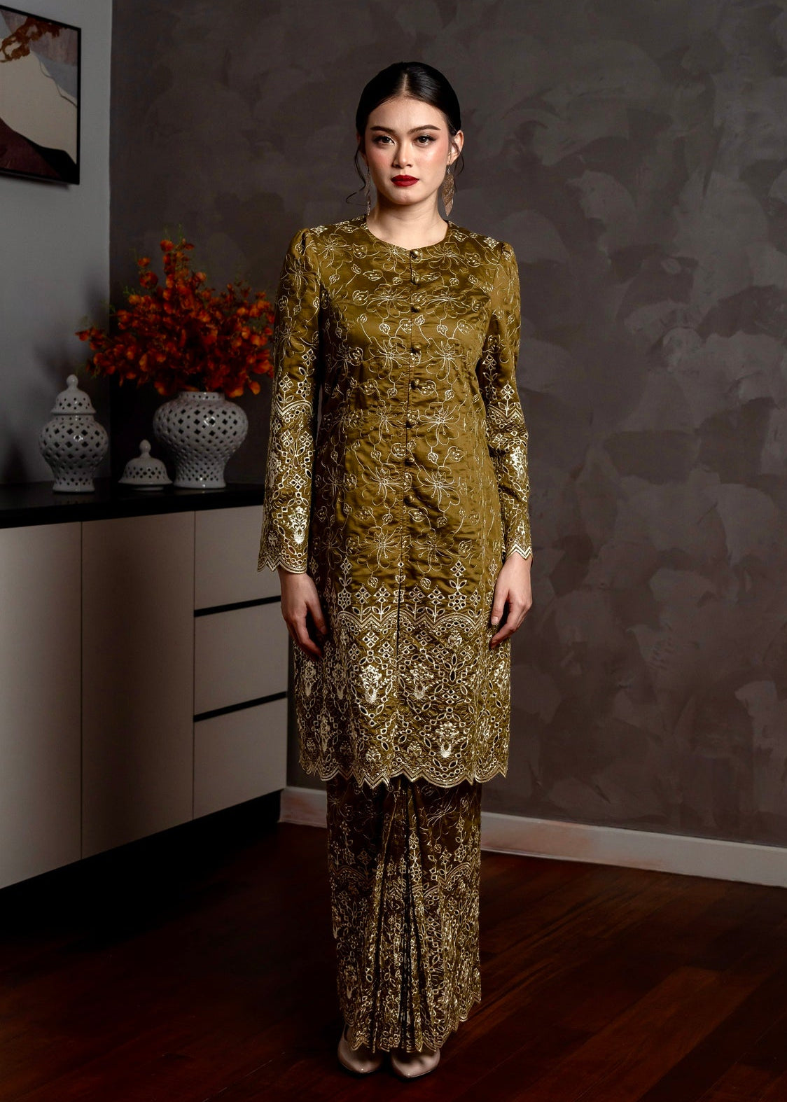 Ameera Kurung Modern - Olive Green emanuelfemme