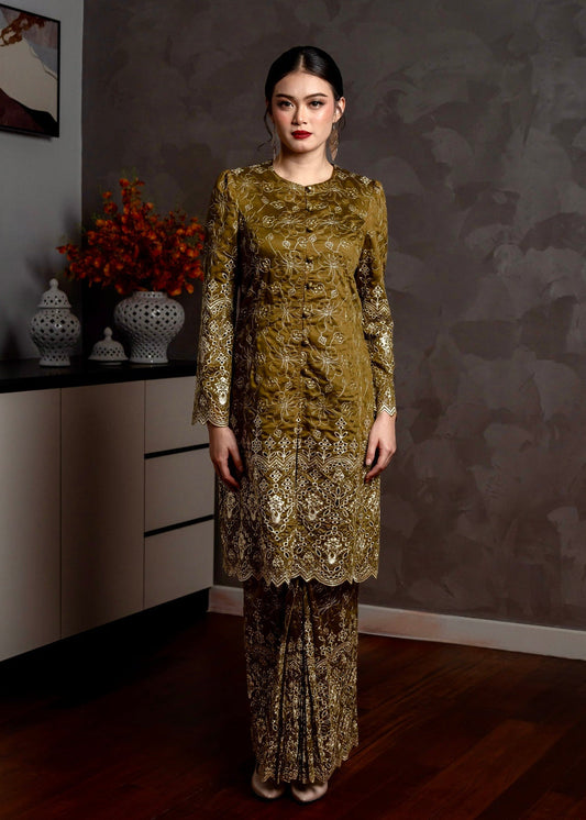 Ameera Kurung Modern - Olive Green emanuelfemme
