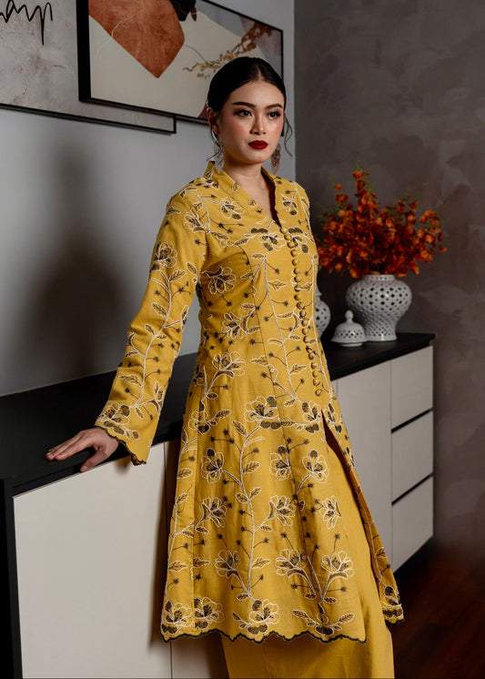 Emelia Kebarung Linen - Mustard Yellow EMANUEL FEMME