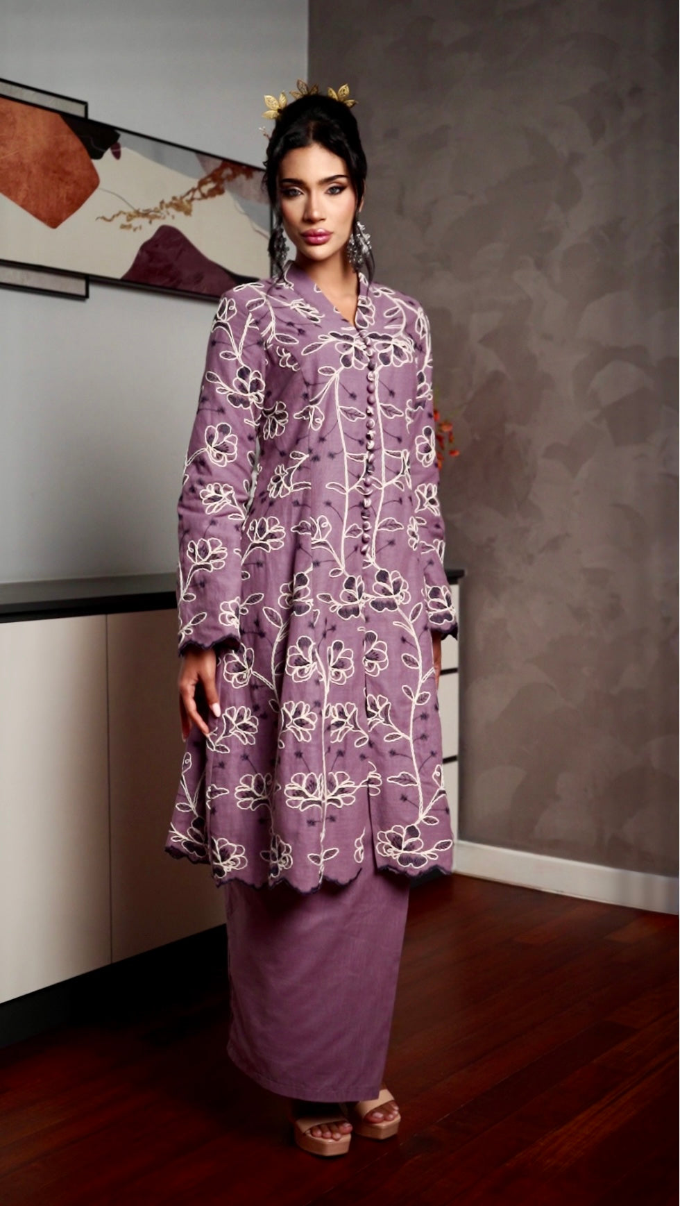 Emelia Kebarung Linen - Purple EMANUEL FEMME