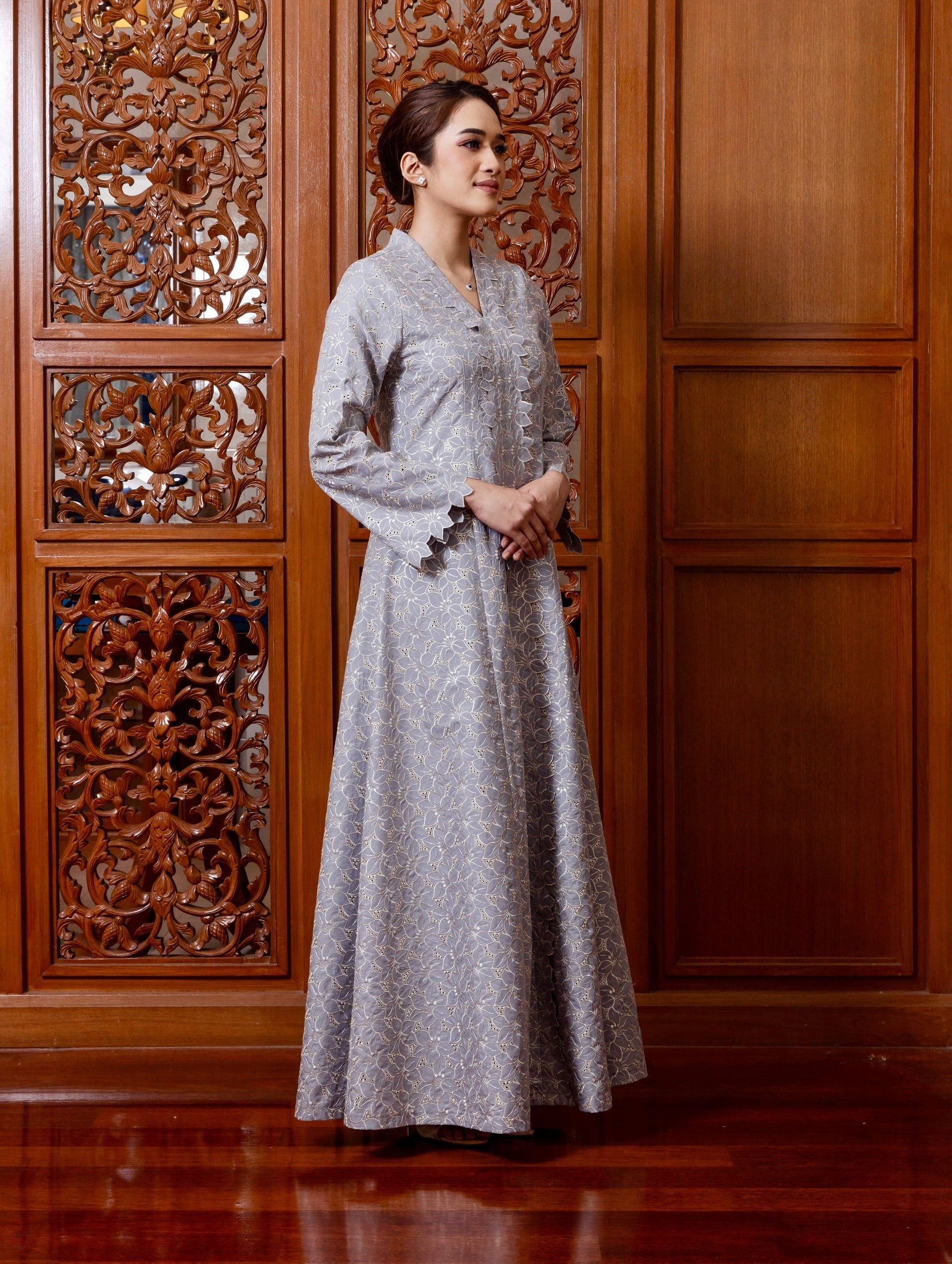 {LIMITED EDITION} Arabella Jubah Kebarung Classic - Ash Grey EMANUEL FEMME