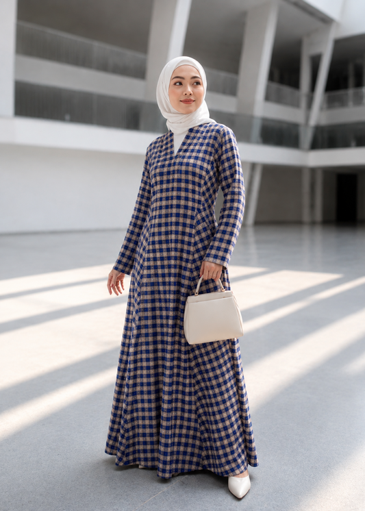 Asqa Jubah Kebarung Modern - Blue emanuelfemme