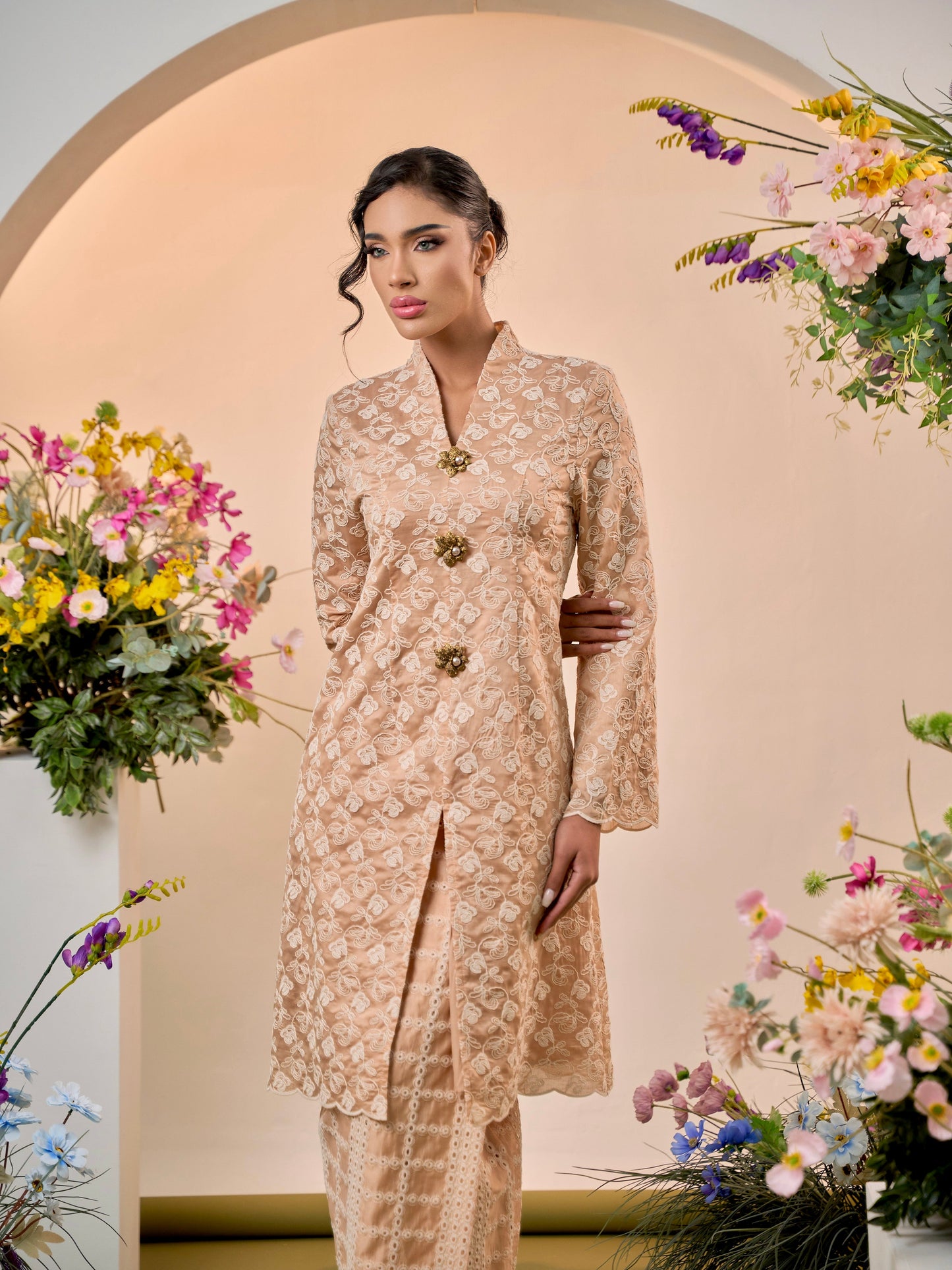 Madisa Kebaya Modern - Champagne Nude EMANUEL FEMME