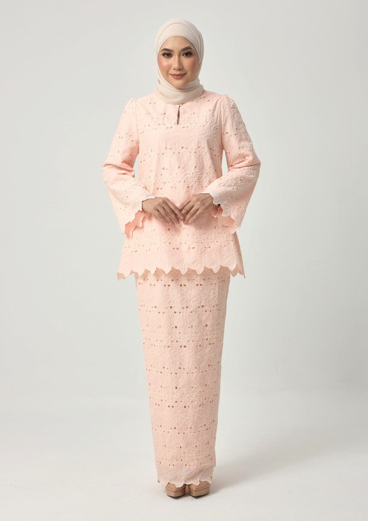 Jarrel Kurung Kedah - Peach Pink EMANUEL FEMME